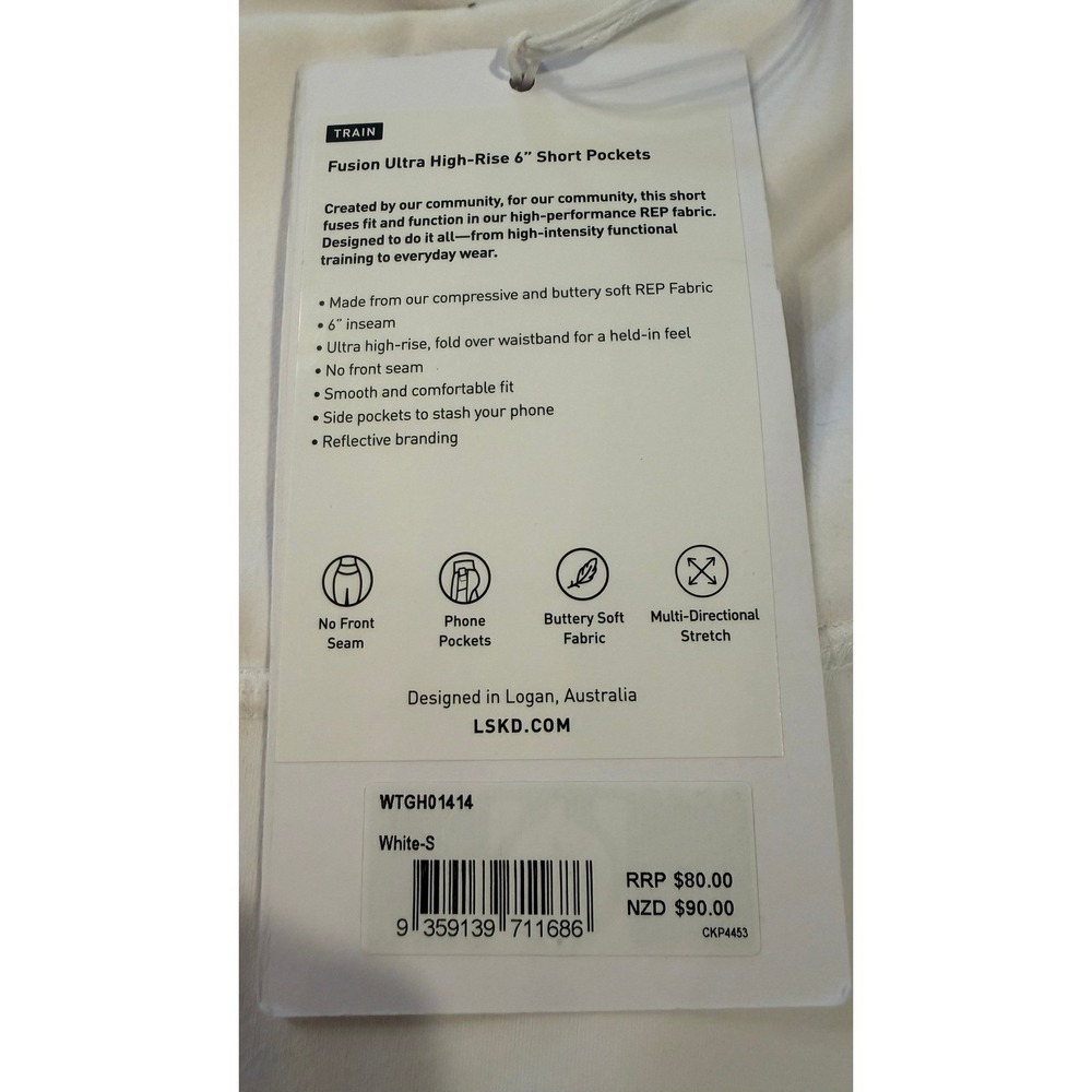 LSKD Fusion Ultra High-Rise 6" Short Pockets White Women's Size Small NWT NEW - Picture 6 of 16
